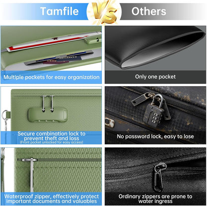 Tamfile Fireproof Document Bag with Lock,15x12 inch Heat Resistant Cash Bag