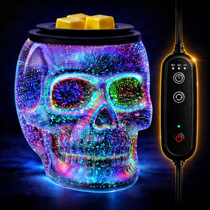 Wax Melt Warmer, Wax Warmer for Scented Wax with Light Bulb, Electric Skull Wax Burner, Halloween Fragrance Wax Melter for Home and Gifts (Rainbow Skull)