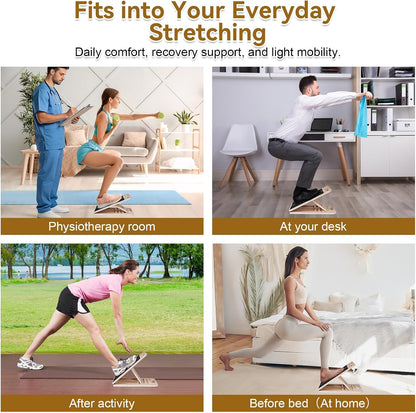 4 Pieces Slant Board with Exercise Bands, Premium Calf Stretch Board, Portable Adjustable Slant Board for Calf Stretching, 350LB Weight Capacity Calf Ankle Achilles Physical Therapy Leg Exercisers