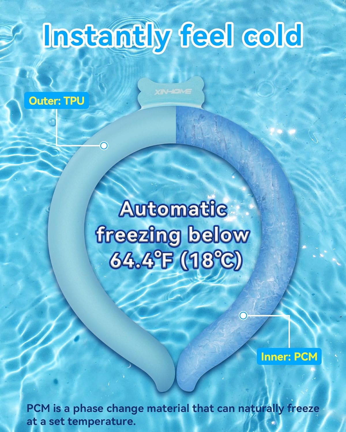 Neck Cooling Tube Wraps Ice Ring Neck Cooler Personal Ice Pack Wrap for Hot Weather Gel Reusable Wearable Gel Cooling for Summer Heat Hot Flashes Freezer Below 64.4℉