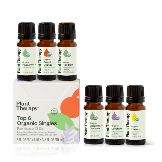 Plant Therapy Top 6 USDA Organic Essential Oil Set for Diffusion & Topical