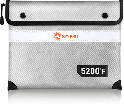 Upgraded 5200°F Fireproof Document Bag with Heat Insulated, Water Fire Proof Bags with Zipper,8 Layers of Functional Materials and Reflective Strip, Fireproof Money Bag for Cash/Documents/Valuables
