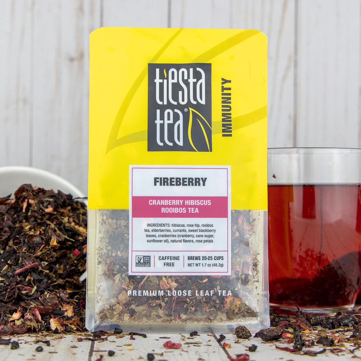 Tiesta Tea - Fireberry, Loose Leaf, Cranberry Hibiscus Rooibos Tea, 1.7oz