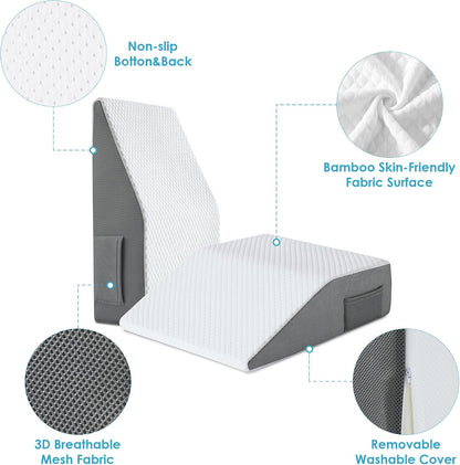 Cozymaker 7.5-inch Bed Wedge Pillow for Sleeping Back Support Pain Relief