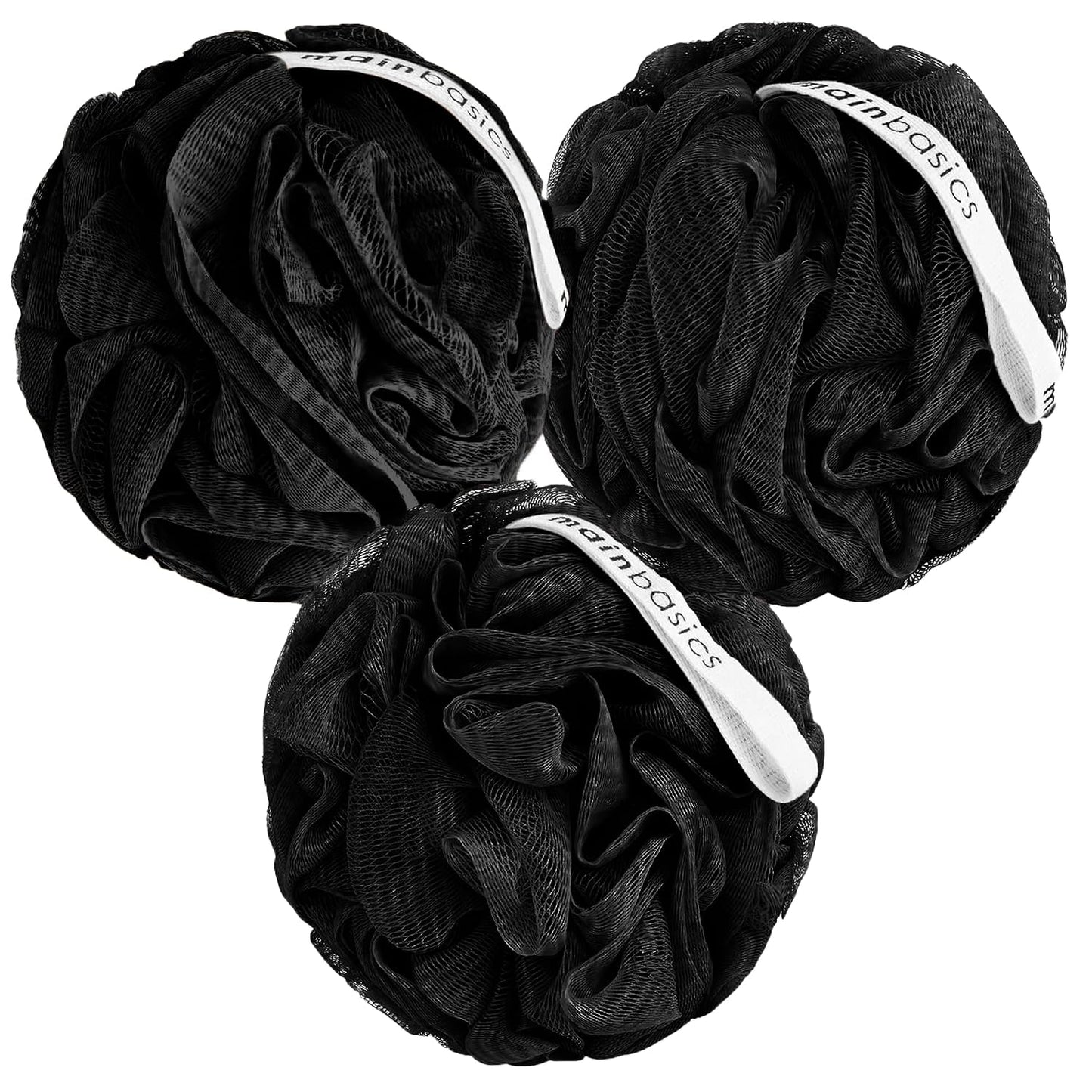 MainBasics Bath Shower Loofah Sponge Pouf Body Scrubber Exfoliator Body Wash Sponge (Set of 3, Airy Blossom)