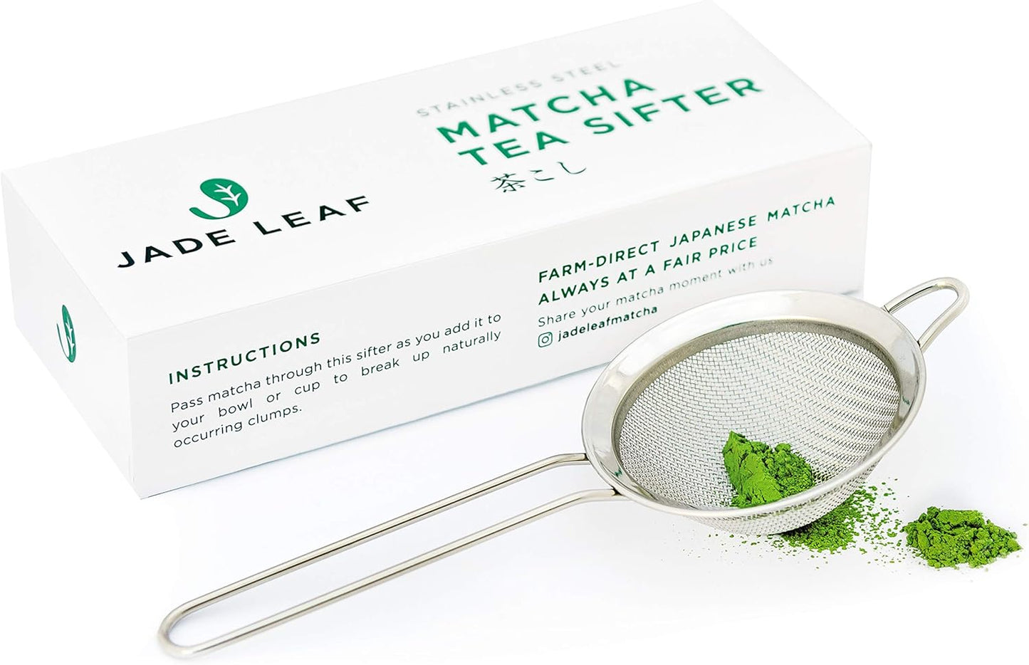 Jade Leaf Matcha - Traditional Starter Set - Japanese Matcha Gift Set Includes: Bamboo Whisk (Chasen), Scoop (Chashaku), Stainless Steel Sifter, Fully Printed Handbook