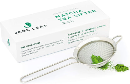 Jade Leaf Matcha - Traditional Starter Set - Japanese Matcha Gift Set Includes: Bamboo Whisk (Chasen), Scoop (Chashaku), Stainless Steel Sifter, Fully Printed Handbook