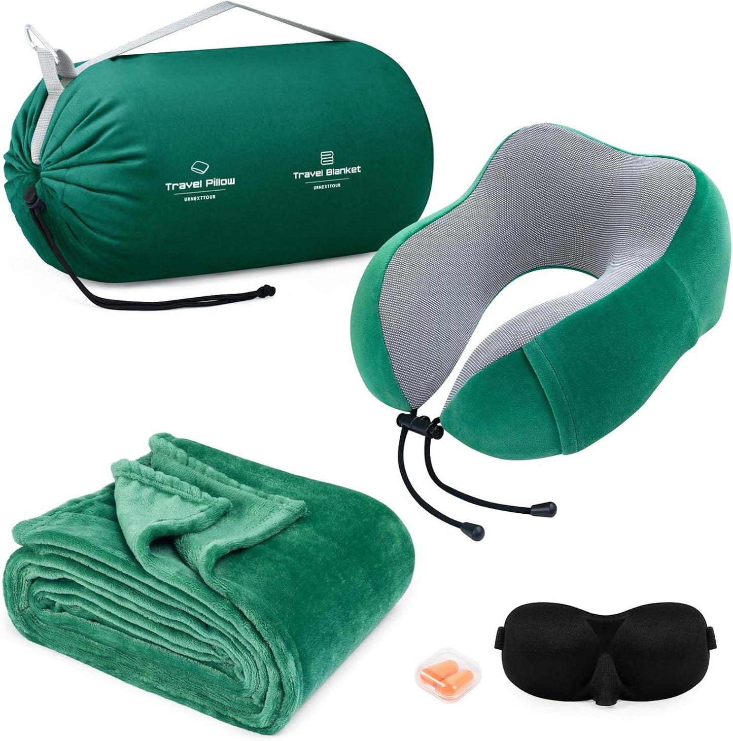 urnexttour Travel Pillow and Blanket Set Neck Pillow Airplane Foam Black