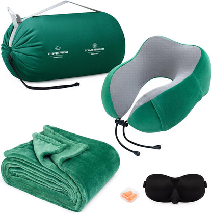 urnexttour Travel Pillow and Blanket Set Neck Pillow Airplane Foam Black