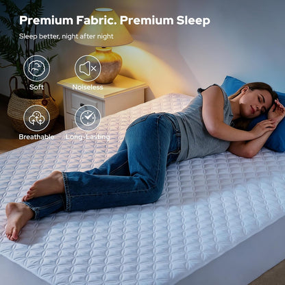 2 Pack Waterproof Mattress Protector, Queen Size Mattress Pad Noiseless with Deep Pocket Fitted for 6"-18", Soft Breathable Dirt-Proof Bed Mattress Cover Washable for Home, Bedroom, Hotel (Gray)