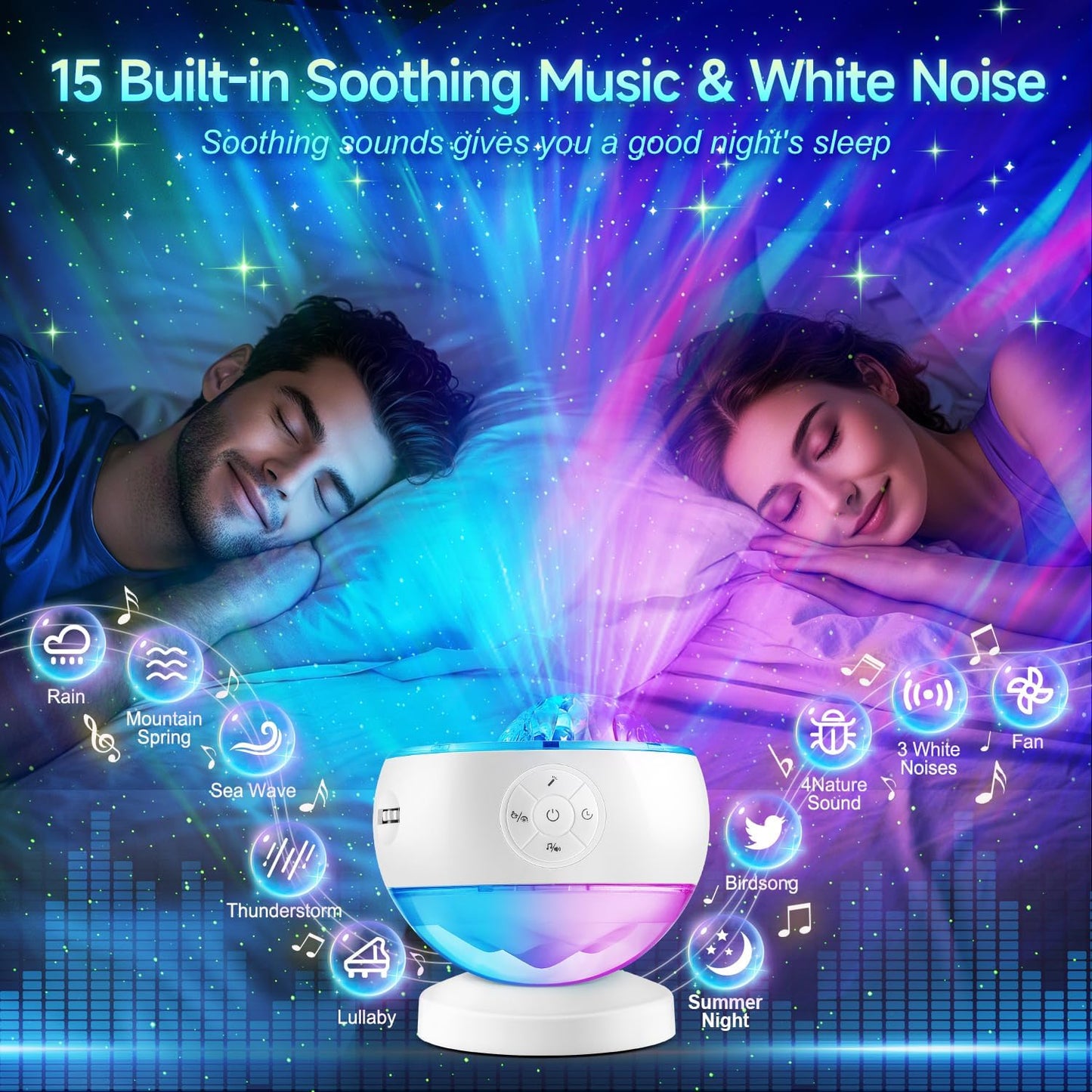 Staryou Birthday Gifts Galaxy Projector for Teen Girls & Boys, 375 Lights Aurora Light Projector with 15 White Noise, Bluetooth Speaker, Trendy Stuff Night Light Bedroom Decor, Led Lights for Bedroom