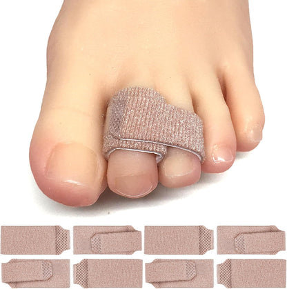 ZenToes Hammer Toe Corrector for Women & Men - Reusable Fabric Buddy Wraps for Broken Toes - Cushioned Toe Splint for Protection & Recovery & Hammertoe Straightener - 4 Count (OSFM, Beige)