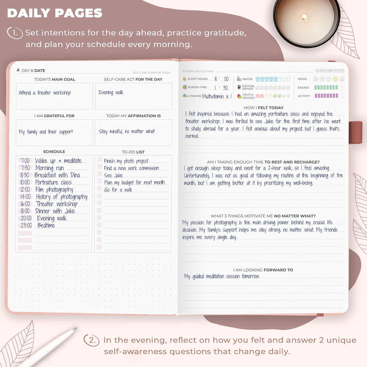 Clever Fox Self-Care Journal for Women, Daily Planner 5.8x8.3 Aquamarine