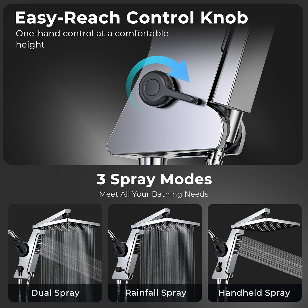 MakeFit Filtered Rain Shower Head with Handheld Combo High Pressure 12'' Rainfall Shower Heads & Hidden Detachable Wand Dual Showerhead Water Softener for Hard Water Easy Filter Replacement