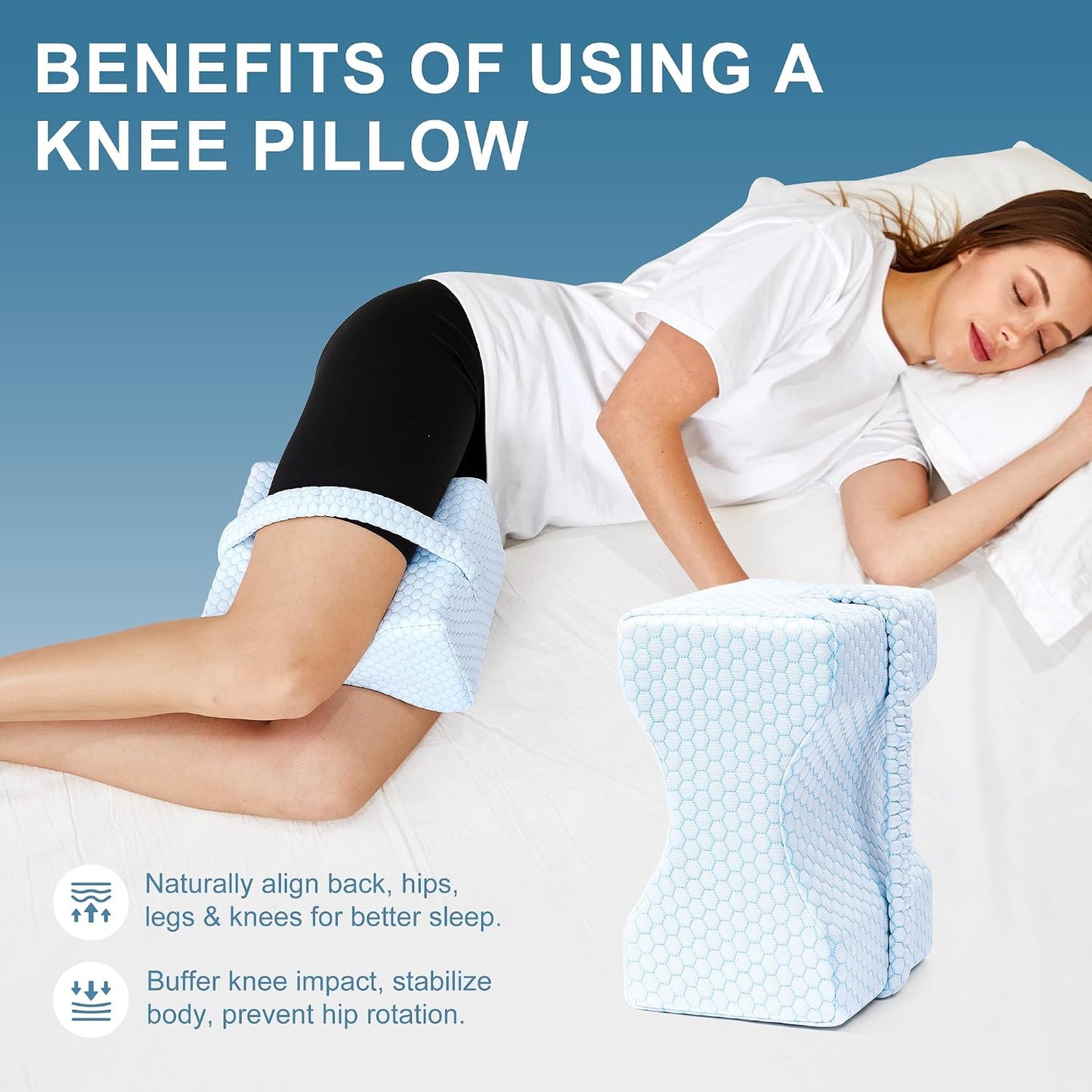 UJPFEO Knee Pillow for Side Sleepers, Leg Pillow for Sciatica, Back, HIPS, Knees, Joints Pain Relief,Pillows for Between Legs While Sleeping Spine Alignment Support & Relieves Pressure