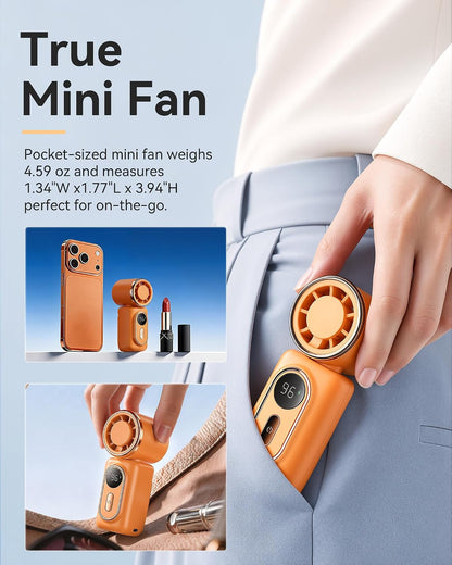 Mini Clip on Fan Handheld, 3000mAh Rechargeable Portable Fan with LED Display, 3-in-1 Personal Cooling Fan, 4 Speeds Quiet USB C Fan for Stroller Desk Travel Camping Office for Women Men Kids, Black