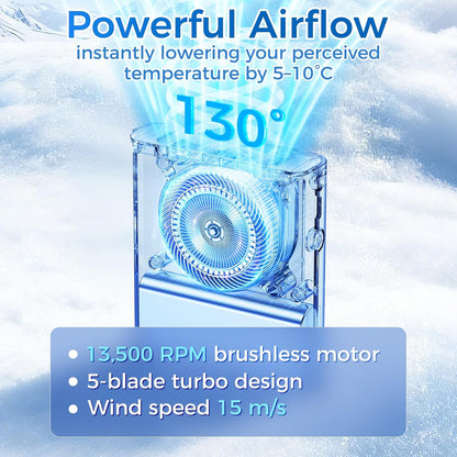 Portable Waist Fan 100 Speed Neck fan Clip on Fan with LED Display