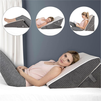 Kolbs Bed Wedge Pillow for Sleep Apnea, FSA Eligible Acid Reflux, and Back Pain Relief, with Chic Jacquard Cover - Headboard Wedges for Sleeping (5" Gentle Incline)