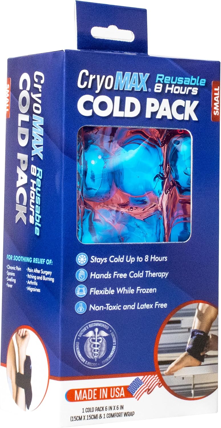 Cryo-Max Cold Pack, 8 Hour Reusable Cold Therapy Ice Pack for Elbows, Knees, Neck + More, Medium, 6" x 12" (1 Count)
