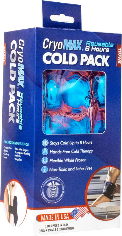 Cryo-Max Cold Pack, 8 Hour Reusable Cold Therapy Ice Pack for Elbows, Knees, Neck + More, Medium, 6" x 12" (1 Count)