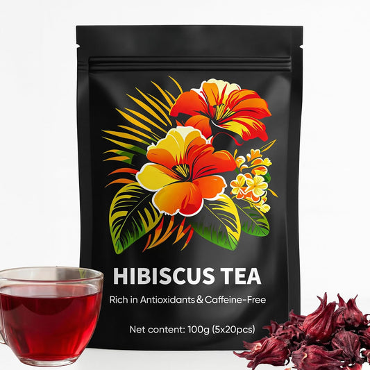Hibiscus Tea Organic, Hibiscus Tea Loose Leaf Tea Bags, Rich In Anthocyanins & Vitamin C, Naturally Caffeine-Free, Tart & Refreshing Flavor, 20 Tea Bags