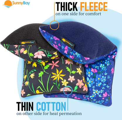 SunnyBay Small Microwave Heating Pad, Microwavable Versatile Cold/Heated Neck and Shoulder Wrap for Back Pain and More, Moist Heat Cotton-Fleece Pad, 6x11 Inches, Hot Pink and Red Flower, Pack of 2