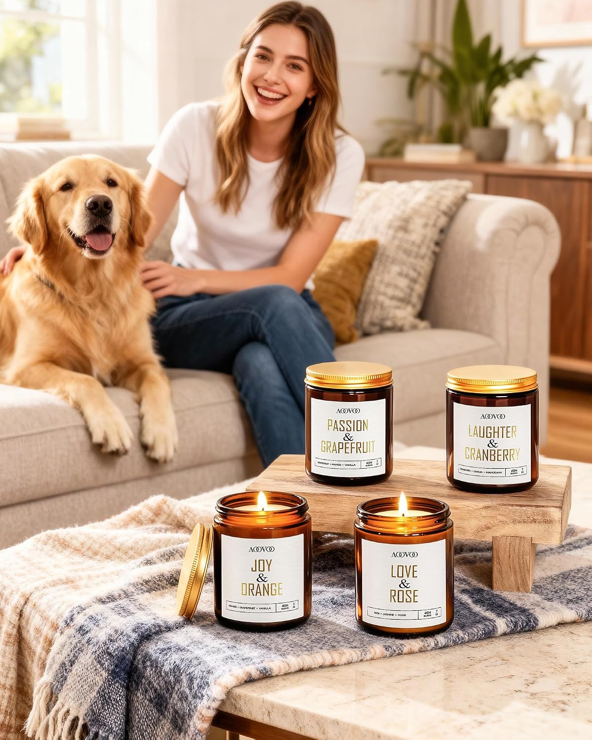 AOOVOO Scented Candles - 4PC Candle Set, 36 oz Soy Candles