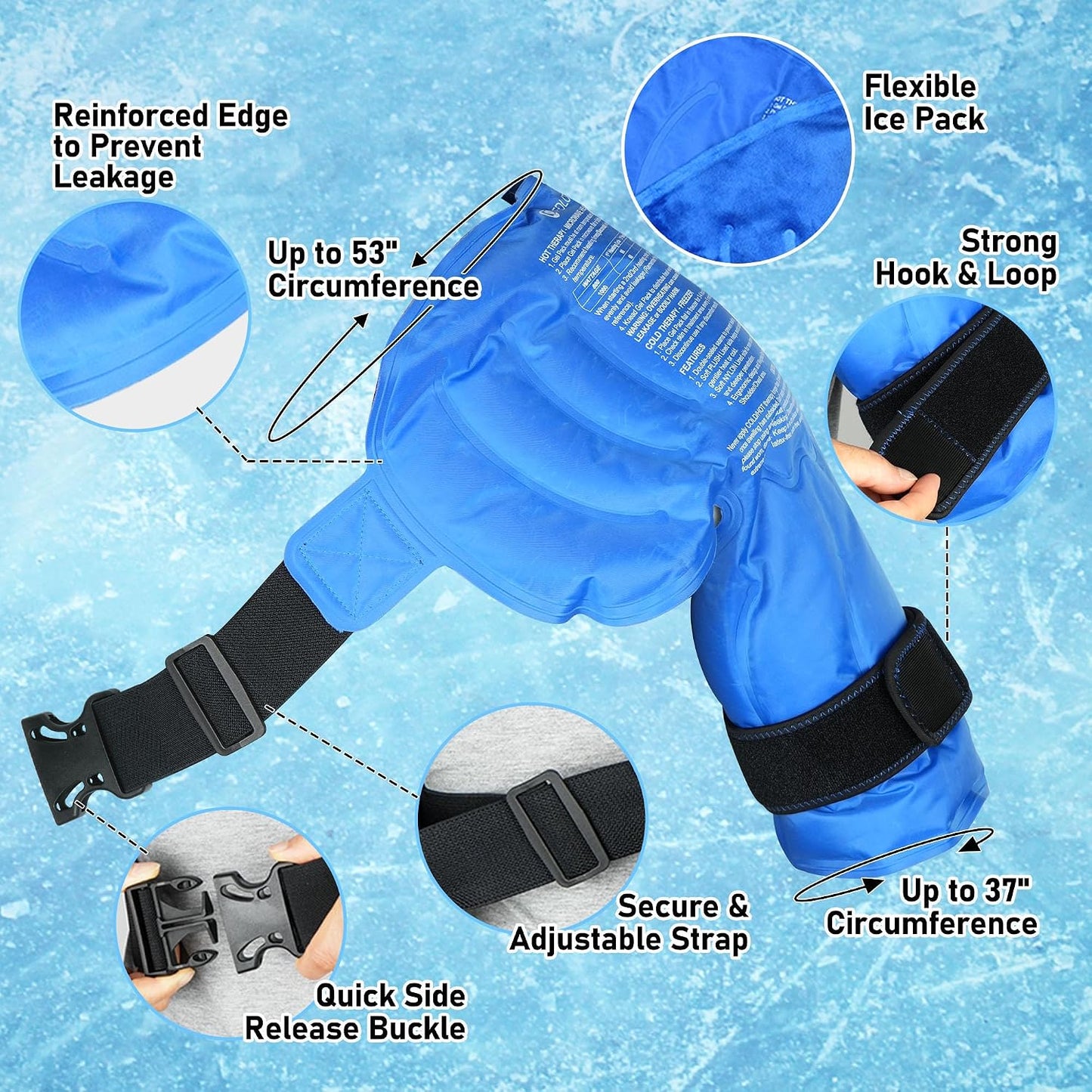 Shoulder Ice Pack Wrap, Larger Rotator Cuff Cold Therapy Support Brace for Shoulder Pain Relief, Reusable Gel Hot Cold Compress for Sports Injuries, Tendonitis, Surgery Recovery