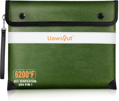Fireproof Document Bag - 6200°F Important Document Bags with Zipper, Water Resistant Fire Proof Money Bags for Cash, Cell Phone, Tablet, Credit Card,Passport and Valuables (14.2"x11.2", Black)