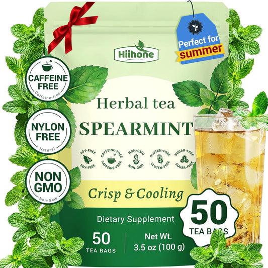 Spearmint Tea Bags 50 Count – Caffeine-Free Smooth Mint Tea, After Meals