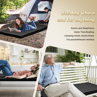 CYMULA Camping Cot Pad 2 Inch Memory Foam, Camping Pad for Folding Cot and Foldable Cot, Portable Roll Up Camp Gear for Car Camping Travel Tent, Non-Slip Waterproof Bottom, Removable Cover, Pad Only