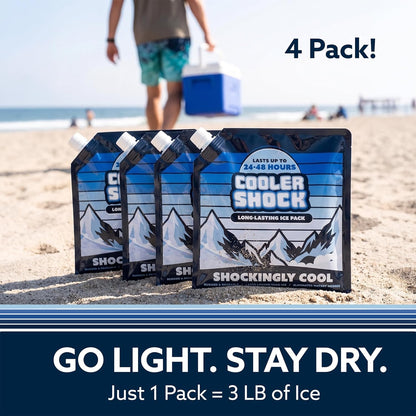 Cooler Shock Reusable Ice Packs for Cooler - Long Lasting Cold Freezer Packs for Coolers and Lunch Boxes - Cooler Ice Packs for Camping Gear, Fishing, Road Trips, Beach Must Haves