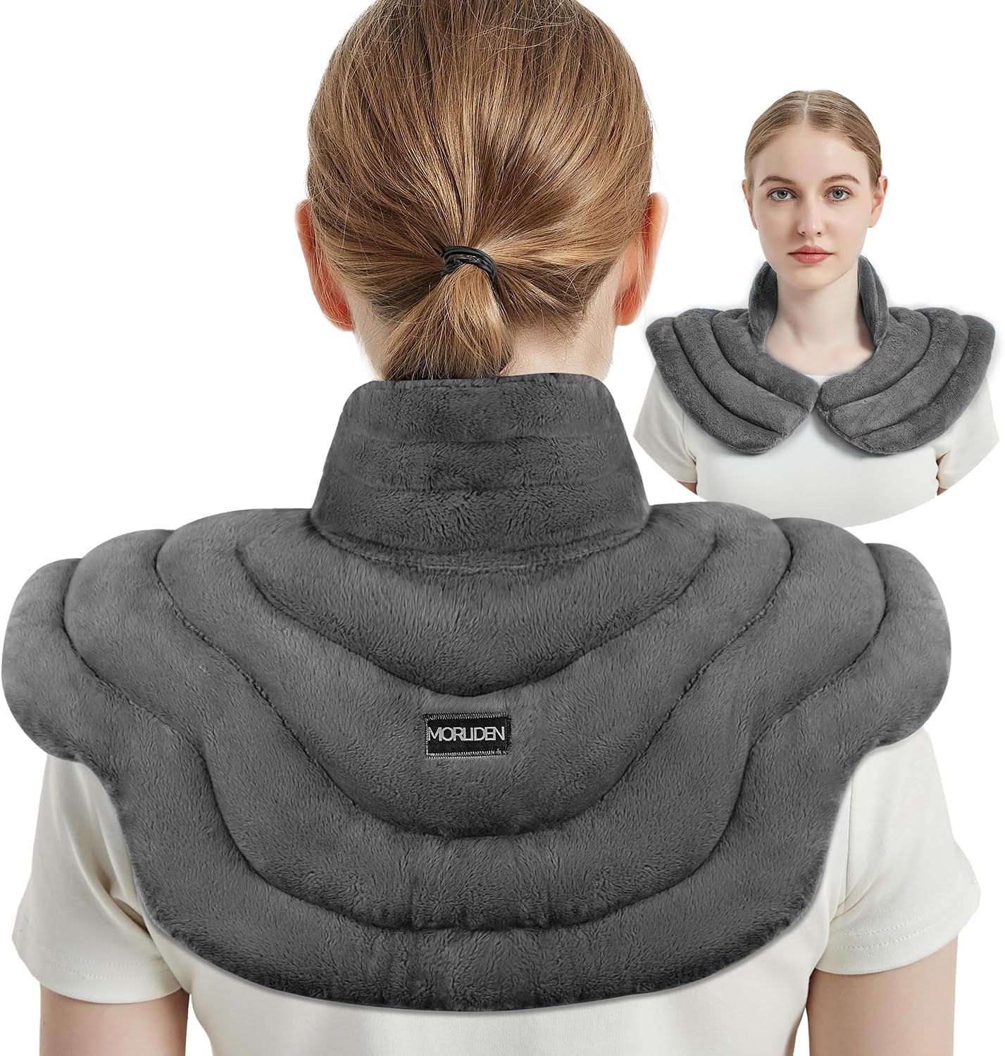 MORLIDEN Neck Heating Pad Microwavable for Shoulders, Warmer Wrap Microwave Heating Pad for Neck and Shoulders for Pain Relief (Navy Blue)