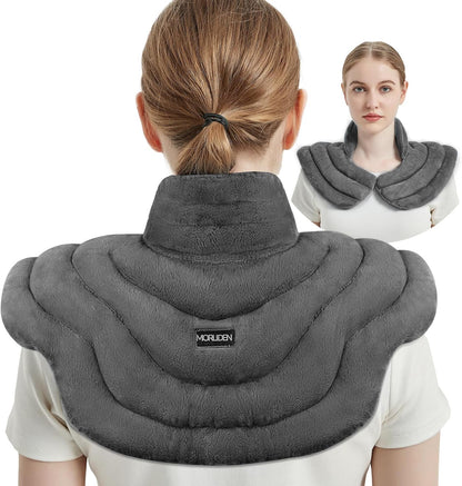 MORLIDEN Neck Heating Pad Microwavable for Shoulders, Warmer Wrap Microwave Heating Pad for Neck and Shoulders for Pain Relief (Navy Blue)