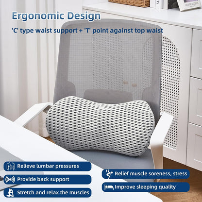 Lumbar Pillow, Memory Foam Lumbar Support Pillow for Office Chair and Car Seat, Ergonomic Streamline Back Pillow for Lower Back Pain Relief, Back Support Pillow for Sitting, Driving, Traveling