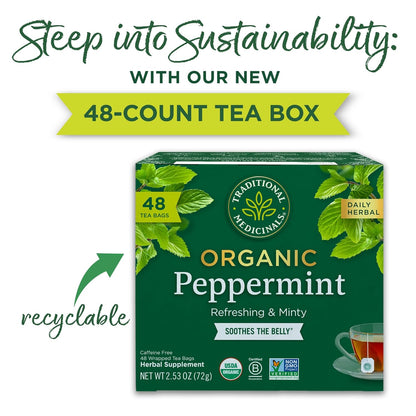 Traditional Medicinals Tea, Organic Triple Mint - Supports Healthy Digestion - Kosher, Non-GMO, Caffeine-Free - 16 Tea Bags