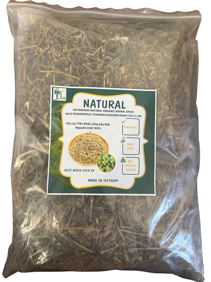 Vietnamese Natural Organic Herbal Dried Wild Passionfruit Stinking Passionflower Tea 1.1 lbs - Cay Lac Tien Nhan Long Say Kho Nguyen Chat 500g