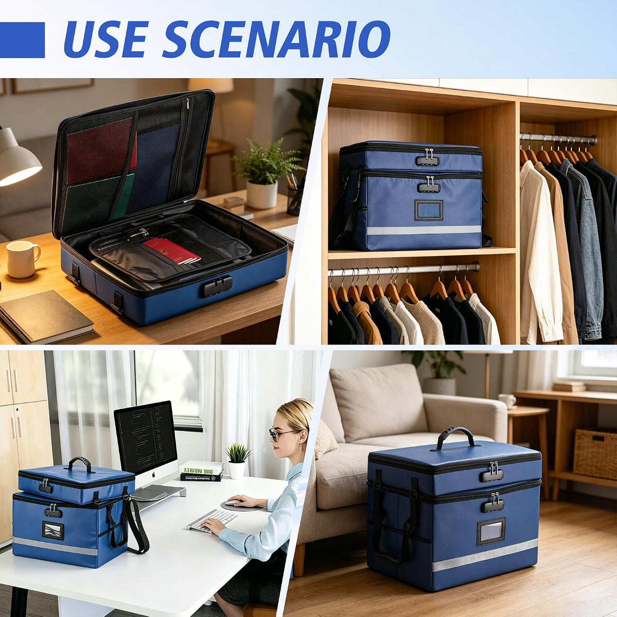 EXLIFBAG Fireproof File Organizer with Lock, 1 Layer