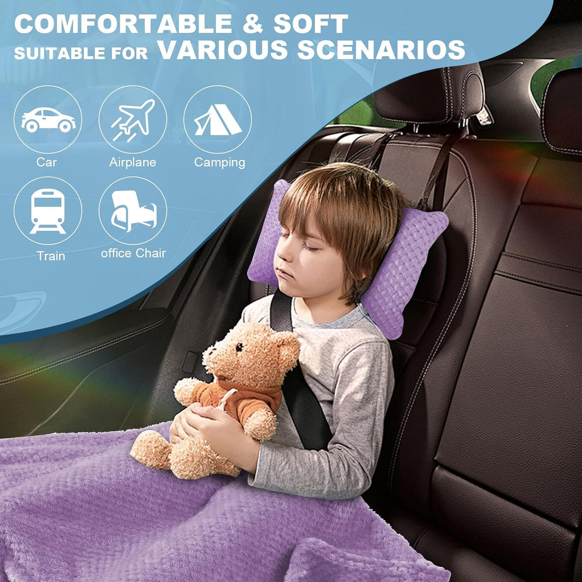 Travel Blanket Airplane Compact with Bag, Travel Essentials 3 in 1 Packable Airplane Blanket, Travel Pillow and Blanket Set, Inflatable Pillow, Luggage Sleeve & Backpack Clip (Light Grey)