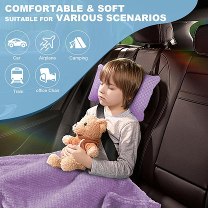 Travel Blanket Airplane Compact with Bag, Travel Essentials 3 in 1 Packable Airplane Blanket, Travel Pillow and Blanket Set, Inflatable Pillow, Luggage Sleeve & Backpack Clip (Light Grey)