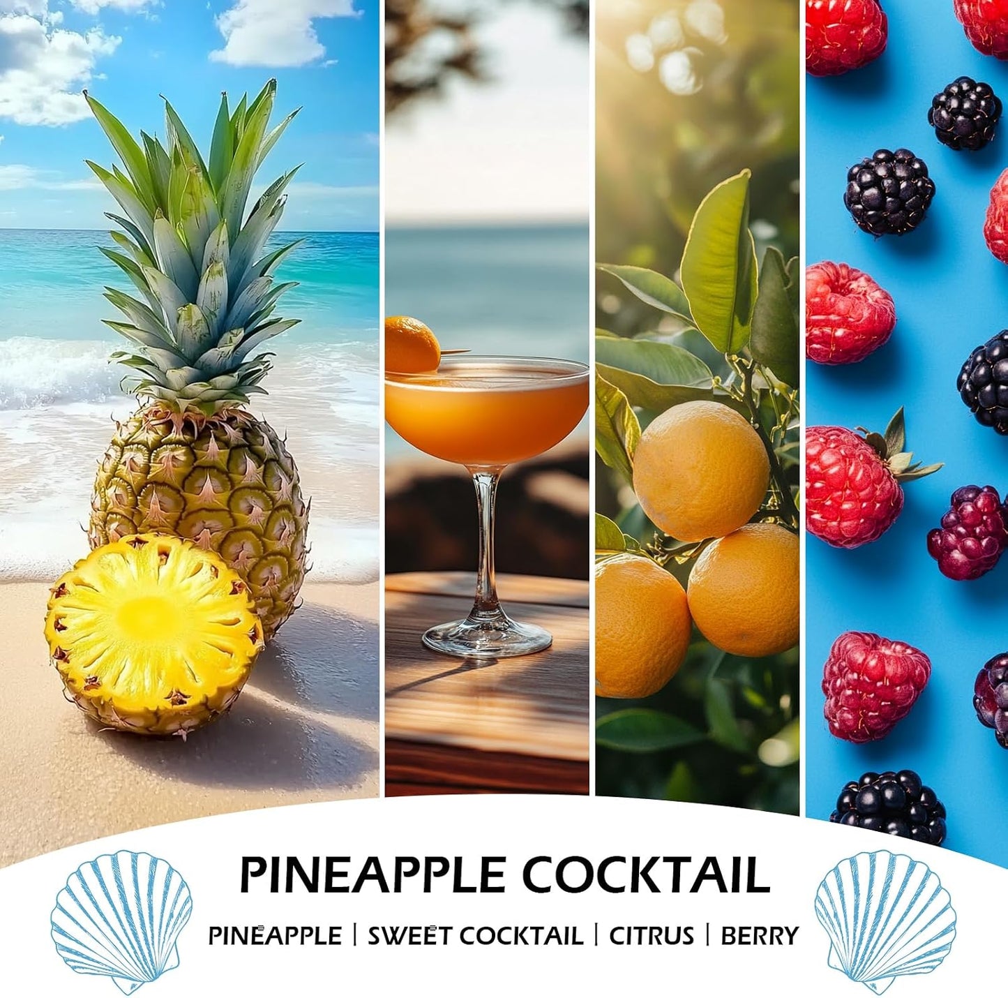 Scented Candles Set, 4 Pack Soy Candles for Home Scented, Candle Gifts for Women Men, 28oz 200 Hours Burn, Scents of Pineapple Cocktail/Coconut Vanilla/Pink Sands/Bahamian Breeze