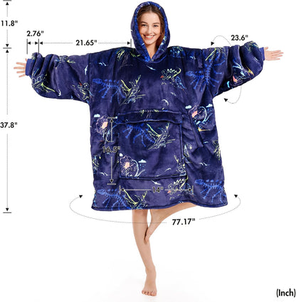 Narecte Cozy Oversized Blanket Hoodie Wearable Blanket Adults Soft Hooded Blanket Hoodie Birthday Gifts for Women Christmas - Colors B