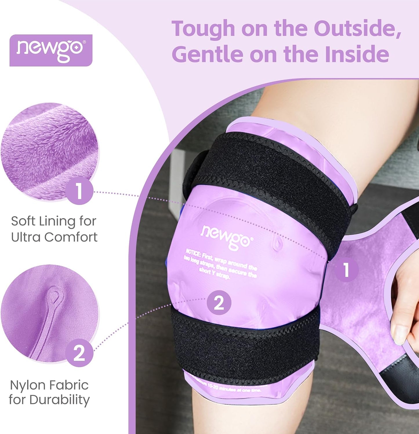 NEWGO Knee Ice Pack Wrap, Ice Pack for Knees Cold Compression Therapy for Knee Replacement Surgery, Arthritis Pain, ACL, Swelling, Sports Injuries (21.7" x 9.8") - Blue