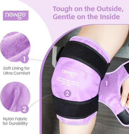 NEWGO Knee Ice Pack Wrap, Ice Pack for Knees Cold Compression Therapy for Knee Replacement Surgery, Arthritis Pain, ACL, Swelling, Sports Injuries (21.7" x 9.8") - Blue