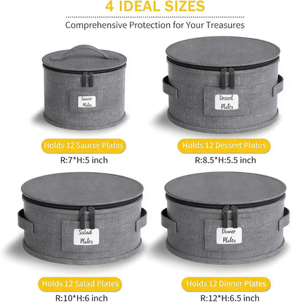 YearningHome Cup and Mug Storage Box with Hard Shell and Dividers for Coffee Mugs,Tea Cups and Glasses,Stackable Storage Organizers with Lid,Handles,Zips and Label for Moving,Holds 12,2 Pack, Grey