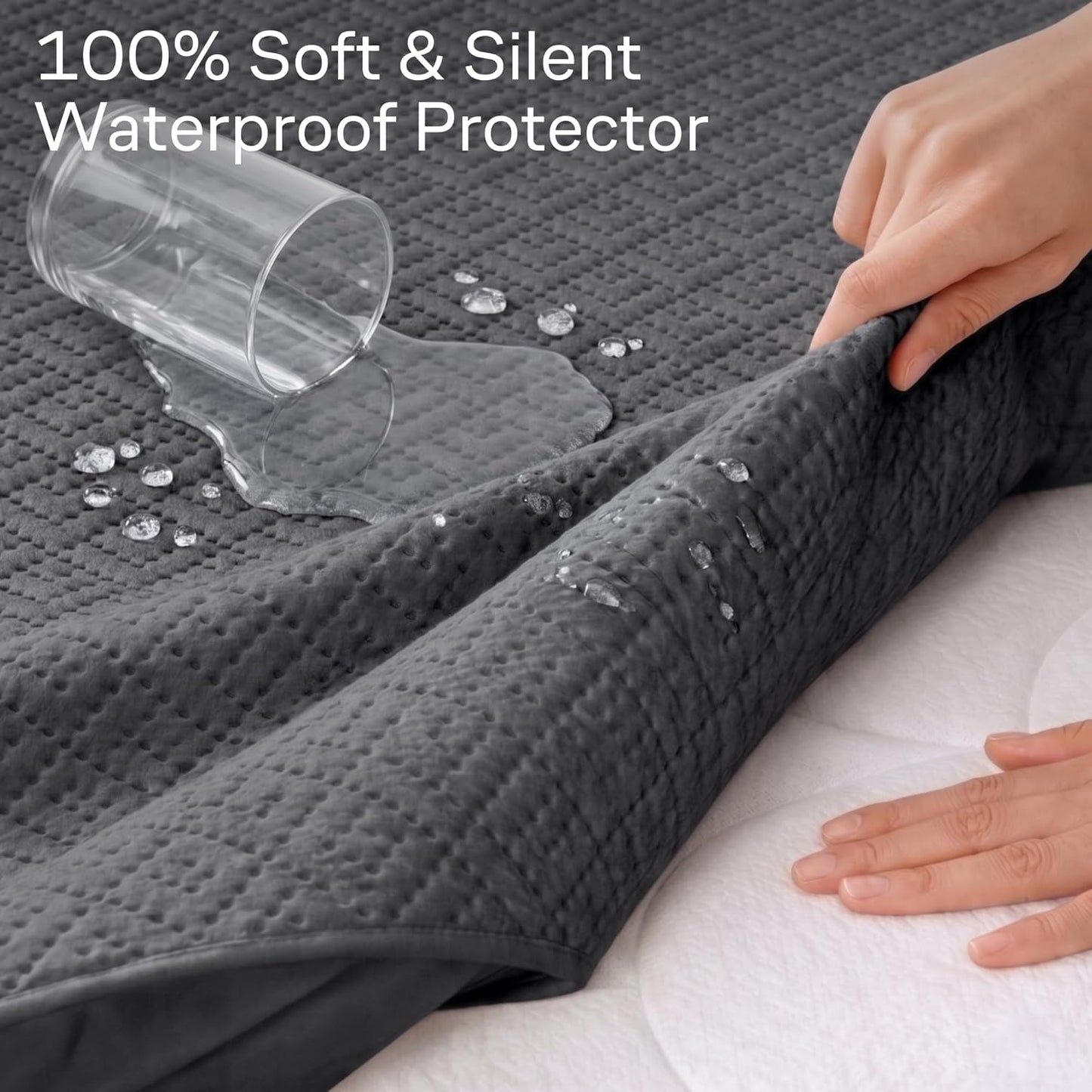 100% Waterproof Queen Mattress Protector - 360 Pad Protection Against Spills, Stains & Accidents for Parents & Pet Owners - Noiseless & Cooling Viscose Made from Bamboo (White)