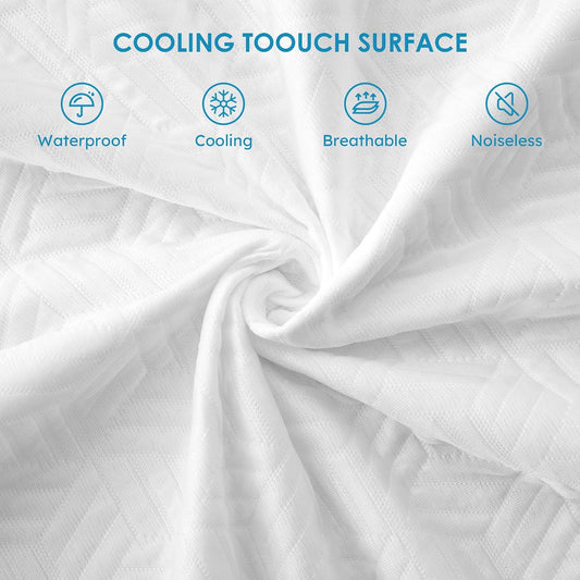 Cozymaker Queen Size 100% Waterproof Mattress Protector, Cooling Mattress Cover Fitted 8-21" Deep Pocket, 3D Air Fabric Soft Breathable Bed Mattress Pad Cover Noiseless Washable