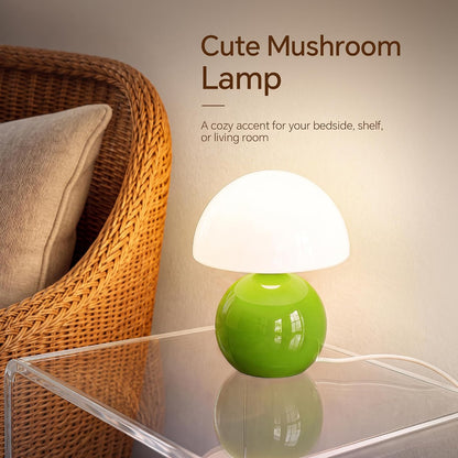 Dawnwake Mushroom Lamp Table Lamp for Bedroom-Small Desk Table Lamps,White