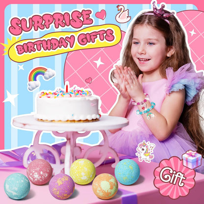 Sanyi Unicorn Bath Bombs for Kids with Bracelet Inside, Gifts for Girls 4-8