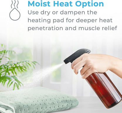 Pure Enrichment® PureRelief® XL Heating Pad - 12" x 24" Electric Heating Pad for Back Pain & Cramps, 6 Heat Settings, Soft Machine Wash Fabric, Auto-Off & Moist Heat (Charcoal Gray)